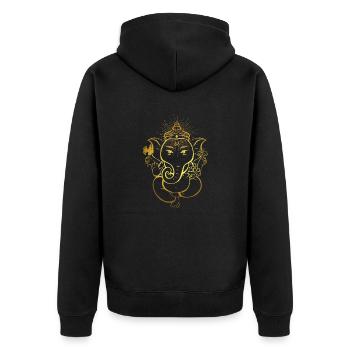 Genesh Ganesha Elefant Hindu Gott God Yoga Indien - Unisex Premium Bio Zip Hoodie - Schwarz - Hinten - Nico (187cm)