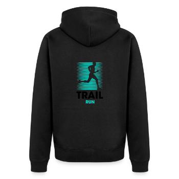 trail run - Unisex Premium Bio Zip Hoodie - Schwarz - Hinten - Nico (187cm)