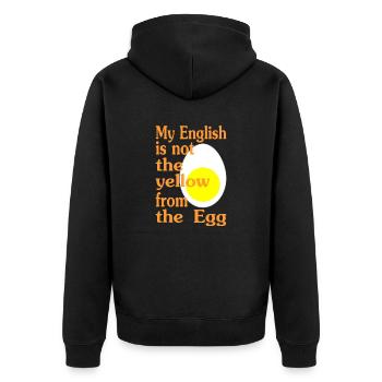 My English is not the yellow from the Egg-Version2 - Unisex Premium Bio Zip Hoodie - Schwarz - Hinten - Nico (187cm)