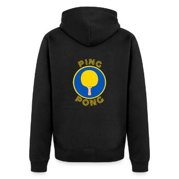 Ping Pong bleu et Jaune - Veste à capuche bio Premium Unisexe - noir - Dos - Nico (187cm)