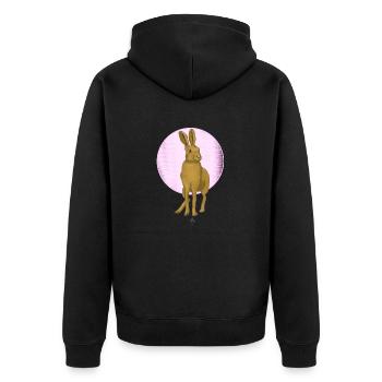 Hare Moon - Unisex Premium Organic Zip Hoodie - black - Back - Nico (187cm)