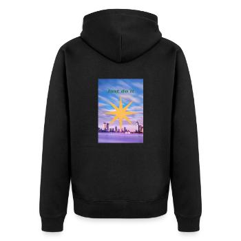 Just do it - Unisex Premium Bio Zip Hoodie - Schwarz - Hinten - Nico (187cm)