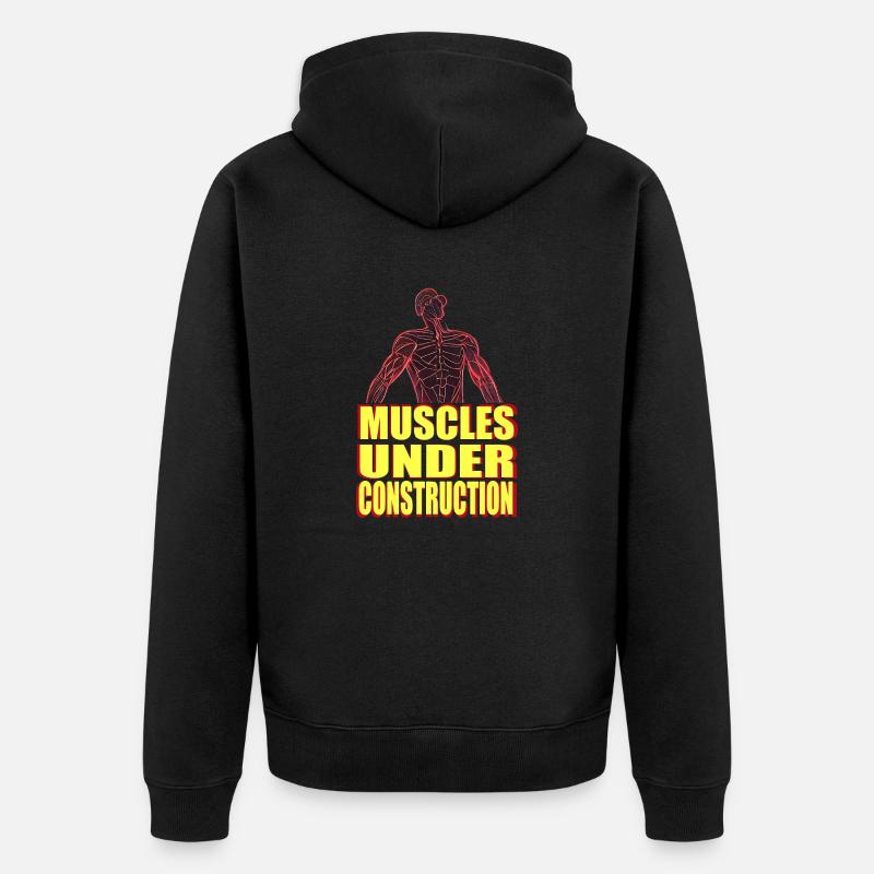 muscles under construction - Unisex Premium Bio Zip Hoodie - Schwarz