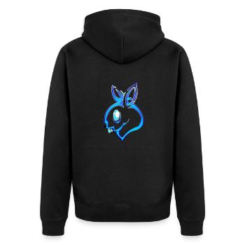 Kelinci Biru Online - Unisex Premium Organic Zip Hoodie - black - Back - Nico (187cm)