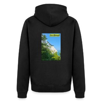 Love Denmark - MONS KLINT - Unisex Premium Bio Zip Hoodie - Schwarz - Hinten - Nico (187cm)