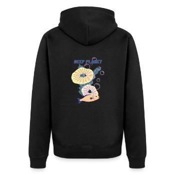 Deep Planet - Unisex Premium Bio Zip Hoodie - Schwarz - Hinten - Nico (187cm)