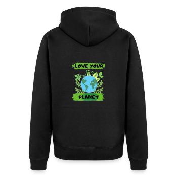Love the Planet Environmental Protection Nature Lovers - Unisex Premium Organic Zip Hoodie - black - Back - Nico (187cm)