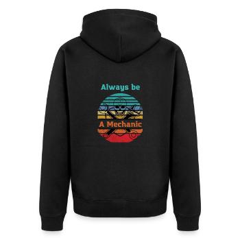 Mechanic forever Mechatronics technician Car lover - Unisex Premium Organic Zip Hoodie - black - Back - Nico (187cm)