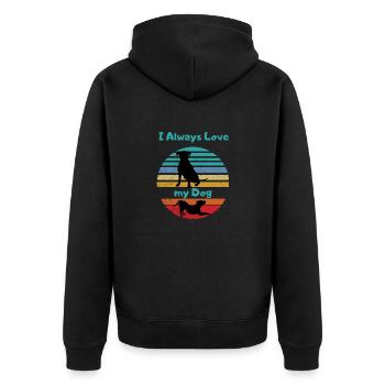 Immer eine Hundeliebe Doggi Hundeliebhaber - Unisex Premium Bio Zip Hoodie - Schwarz - Hinten - Nico (187cm)