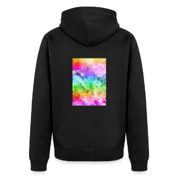 Regenboden Design Frieden - Unisex Premium Bio Zip Hoodie - Schwarz - Hinten - Nico (187cm)