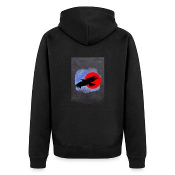 Krähe - Unisex Premium Bio Zip Hoodie - Schwarz - Hinten - Nico (187cm)