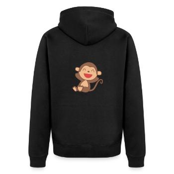 Happy monkey content cute birthday annim - Unisex Premium Organic Zip Hoodie - black - Back - Nico (187cm)