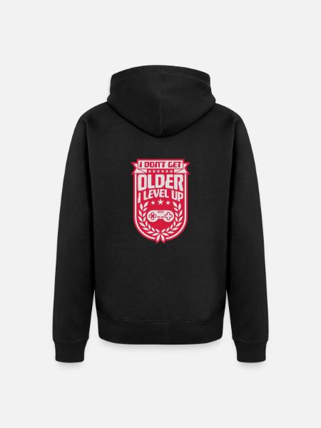get older level up - Unisex Premium Organic Zip Hoodie - black