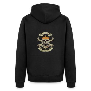 Totenkopf - Unisex Premium Bio Zip Hoodie - Schwarz - Hinten - Nico (187cm)