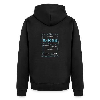 Macho - Unisex Premium Bio Zip Hoodie - Schwarz - Hinten - Nico (187cm)