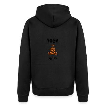Yoga - Unisex Premium Bio Zip Hoodie - Schwarz - Hinten - Nico (187cm)