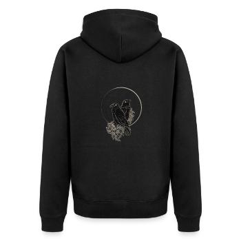 Hugin und Munin Raben - Unisex Premium Bio Zip Hoodie - Schwarz - Hinten - Nico (187cm)