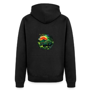 Jungle Rex - Unisex Premium Bio Zip Hoodie - Schwarz - Hinten - Nico (187cm)