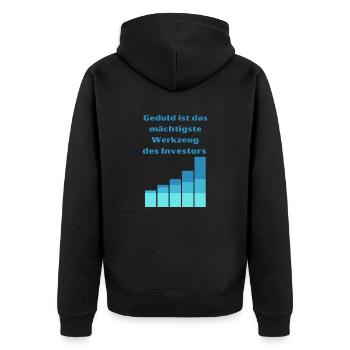 Geduld ist mächtig - Unisex Premium Bio Zip Hoodie - Schwarz - Hinten - Nico (187cm)