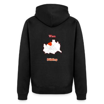 Bezirke Döbling Karte mit Wien Stadtkarte - Unisex Premium Bio Zip Hoodie - Schwarz - Hinten - Nico (187cm)