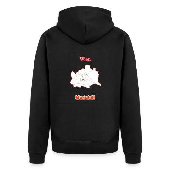Bezirke Mariahilf Karte mit Wien Stadtkarte - Unisex Premium Bio Zip Hoodie - Schwarz - Hinten - Nico (187cm)