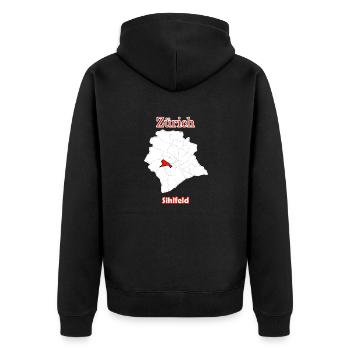 Bezirke Sihlfeld Karte mit Zürich Stadtkarte - Unisex Premium Bio Zip Hoodie - Schwarz - Hinten - Nico (187cm)