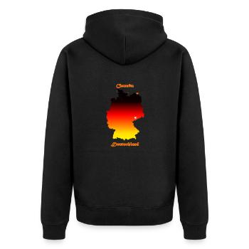 Deutschlandkarte mit der Stadt Chemnitz als Stern - Unisex Premium Bio Zip Hoodie - Schwarz - Hinten - Nico (187cm)