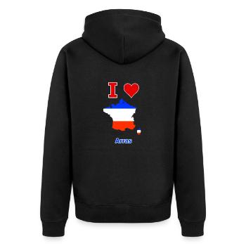 Carte du drapeau de la France avec la ville d’Arras - Veste à capuche bio Premium Unisexe - noir - Dos - Nico (187cm)