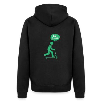 Go Green E-Scooter - Unisex Premium Organic Zip Hoodie - black - Back - Nico (187cm)