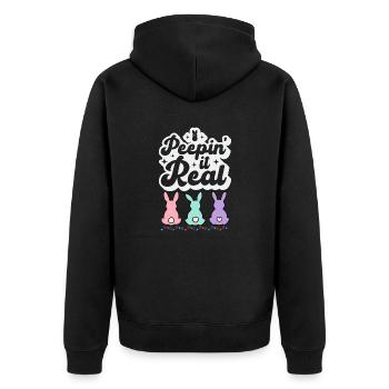 Lapins de Pâques Fun peepin it vrais œufs de Pâques colorés - Veste à capuche bio Premium Unisexe - noir - Dos - Nico (187cm)