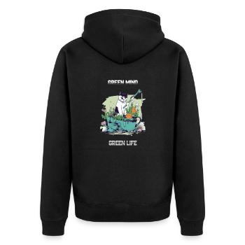 Aki le chat jardinier - Veste à capuche bio Premium Unisexe - noir - Dos - Nico (187cm)