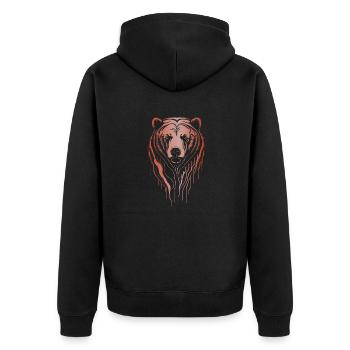 Großer Braunbär - Unisex Premium Bio Zip Hoodie - Schwarz - Hinten - Nico (187cm)