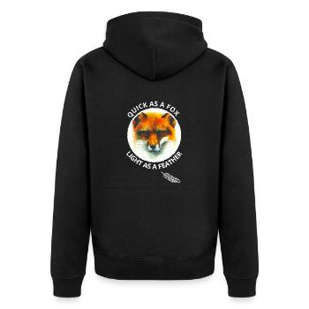 Schnell Fuchs Leicht Feder Fox Fans Geschenk - Unisex Premium Bio Zip Hoodie - Schwarz - Hinten - Nico (187cm)