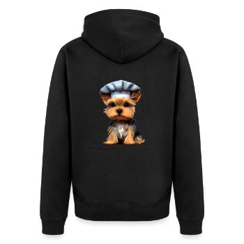 Yorkshire Terrier Restaurateur Puppy Cooking Dog - Unisex Premium Organic Zip Hoodie - black - Back - Nico (187cm)