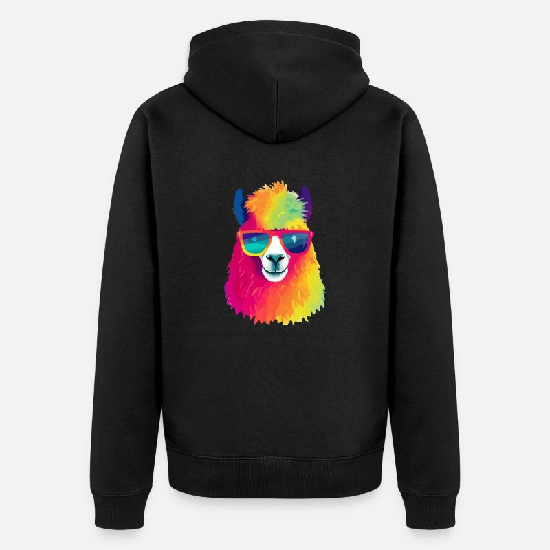 Oxy le lama à lunettes - Veste à capuche bio Premium Unisexe - noir