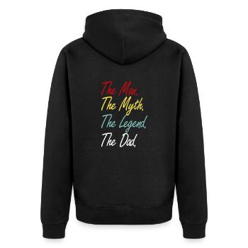THE MAN THE MYTH THE LEGEND THE DAD - Unisex Premium Organic Zip Hoodie - black - Back - Nico (187cm)
