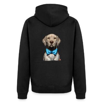 Labradorbesitzer Hundewelpe Labrador Retriever - Unisex Premium Bio Zip Hoodie - Schwarz - Hinten - Nico (187cm)