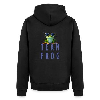 Team Frog - Unisex Premium Organic Zip Hoodie - black - Back - Nico (187cm)