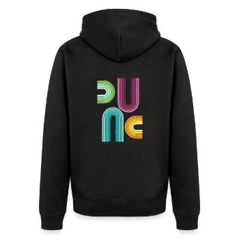 buntes Muster - Unisex Premium Bio Zip Hoodie - Schwarz - Hinten - Nico (187cm)