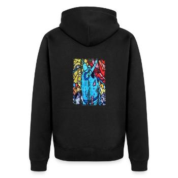 Graffiti-Stil Splash Hip Hop Farben Maler Farbe - Unisex Premium Bio Zip Hoodie - Schwarz - Hinten - Nico (187cm)