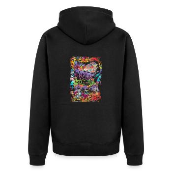 Graffiti-Stil Splash Hip Hop Farben Maler Farbe - Unisex Premium Bio Zip Hoodie - Schwarz - Hinten - Nico (187cm)
