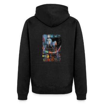 Graffiti-Stil Splash Hip Hop Farben Maler Farbe - Unisex Premium Bio Zip Hoodie - Schwarz - Hinten - Nico (187cm)