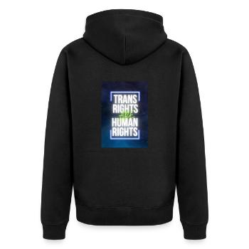 Les droits des personnes trans sont des droits humains - Veste à capuche bio Premium Unisexe - noir - Dos - Nico (187cm)