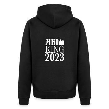 Abi king 2023 - Unisex Premium Bio Zip Hoodie - Schwarz - Hinten - Nico (187cm)