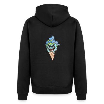 Eiswaffel-Monster - Unisex Premium Bio Zip Hoodie - Schwarz - Hinten - Nico (187cm)