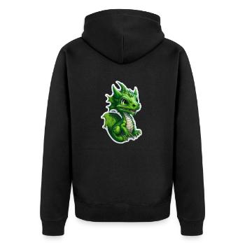 Bébé dragon, mignon, heureux, souriant - Veste à capuche bio Premium Unisexe - noir - Dos - Nico (187cm)