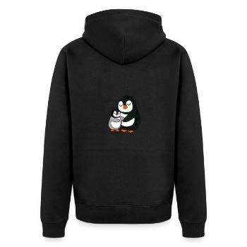 Pinguin United - Unisex Premium Bio Zip Hoodie - Schwarz - Hinten - Nico (187cm)