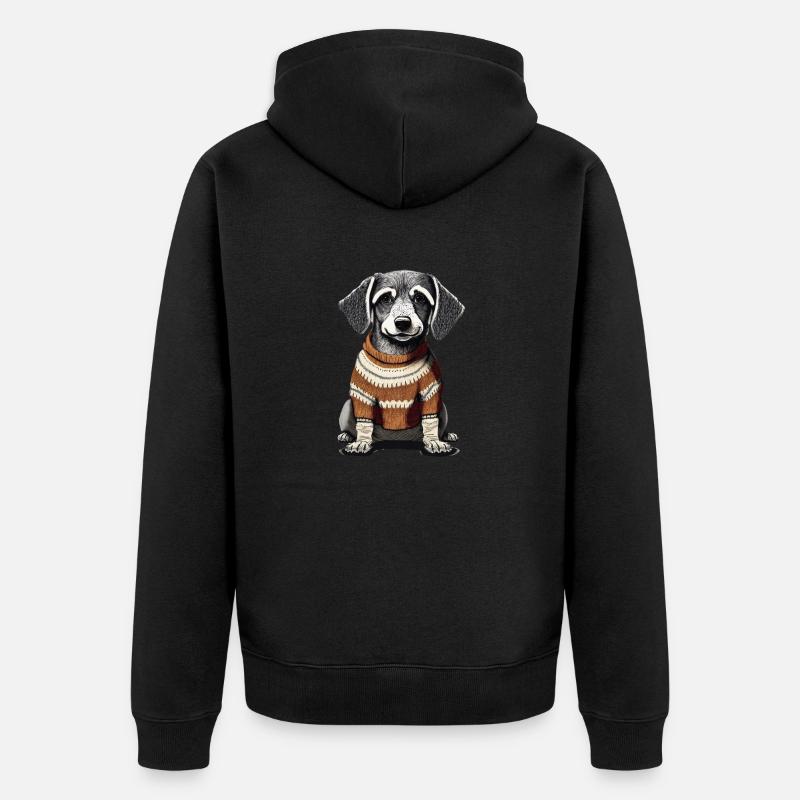 Chien avec un pull - Veste à capuche bio Premium Unisexe - noir