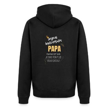 Joyeux anniversaire Papa - Veste à capuche bio Premium Unisexe - noir - Dos - Nico (187cm)