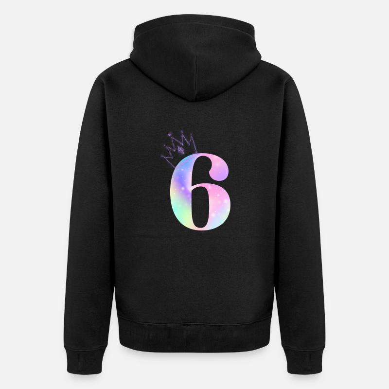 6e anniversaire arc en ciel - Veste à capuche bio Premium Unisexe - noir